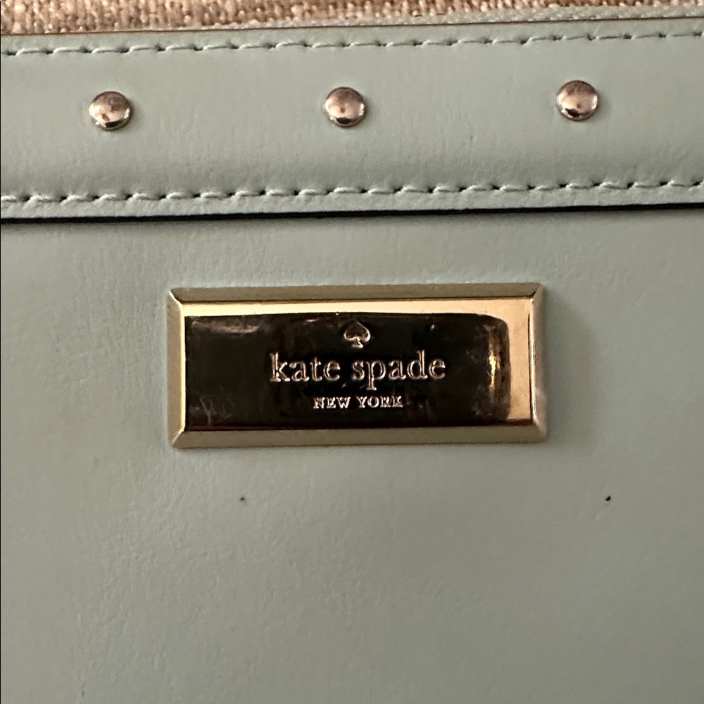 Kate Spade Aqua Blue Studded Leather Satchel with Matching Wallet - Picture 13 of 15
